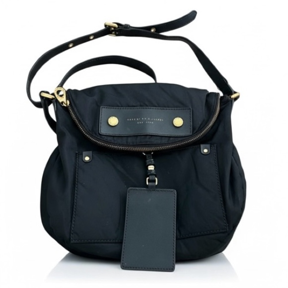 Marc Jacobs Black Nylon Crossbody Bag Gold Hardware  Designer Purse